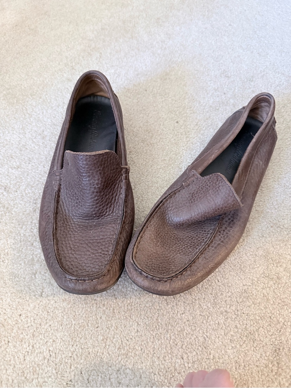 Tommy Bahama Brown Pebbled Leather Slip-On Loafers